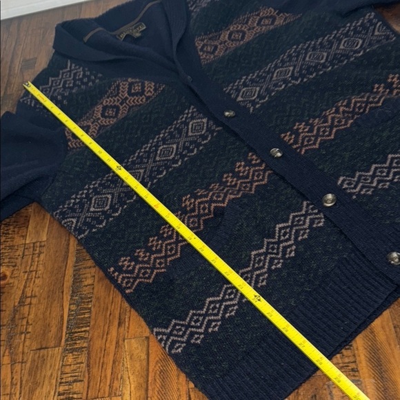 Jos. A. Bank blue Patterned Men's Cardigan Sweater Lambswool blend XXL - Picture 6 of 9